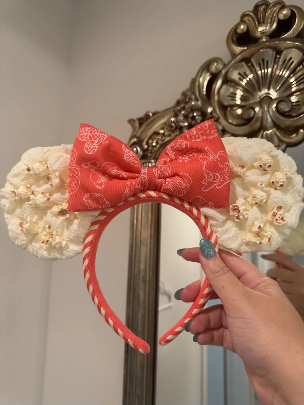 Disney Popcorn-Snack Ear Headband with reddish Bow